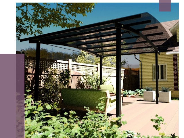 Навесы для террасы в Заинске от 12965 руб. под ключ | ПРОЛЁТ-Знс