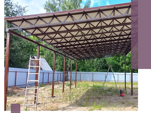 Односкатные навесы под ключ в Заинске — изготовление и монтаж