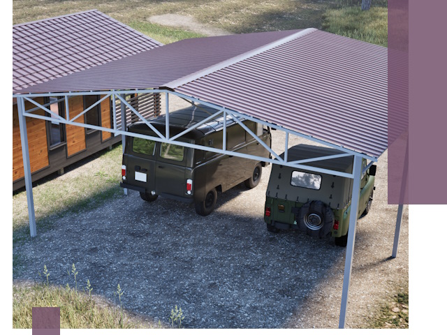 Двускатные навесы под ключ в Заинске — изготовление и монтаж